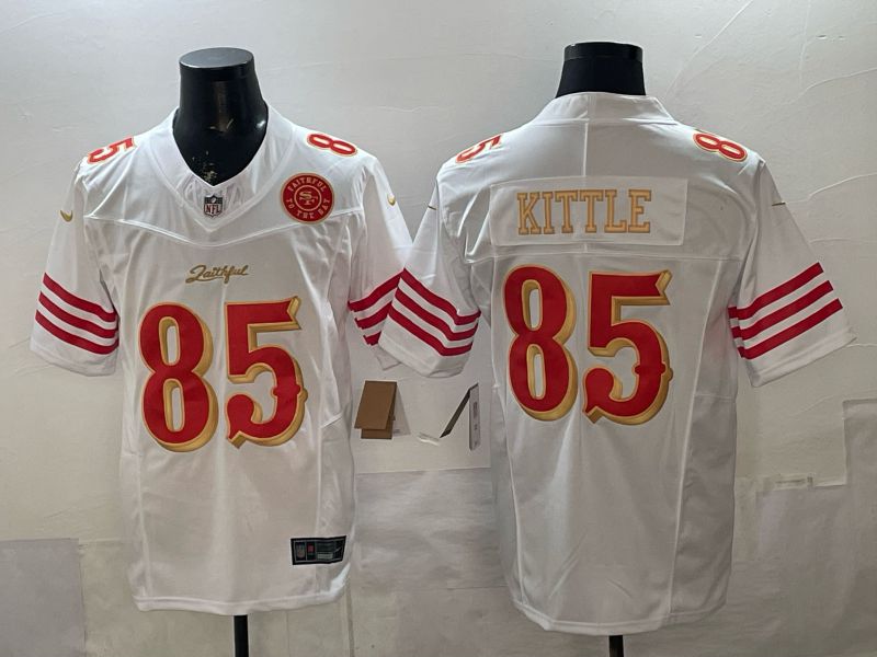 Men 2026 San Francisco 49ers #85 Kittle White Gold 5th generations Nike Limited NFL Jersey style 003->san francisco 49ers->NFL Jersey